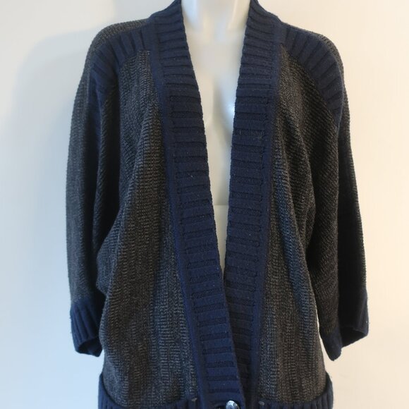 Women Label + Thread 100% Wool Chunky Knit Dolman Sleeve Cardigan Sweater L - Picture 5 of 12